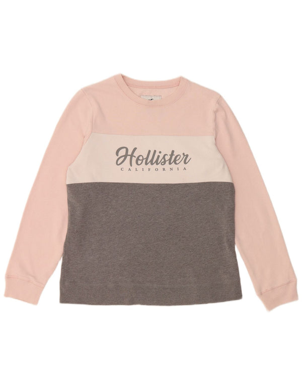 Felpa con grafica da donna HOLLISTER UK 16 Large Grey Colourblock