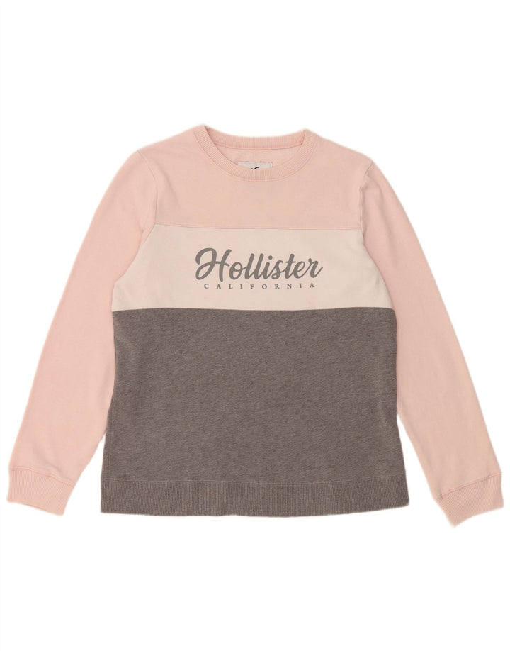 Felpa con grafica da donna HOLLISTER UK 16 Large Grey Colourblock