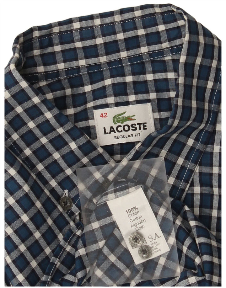 Camicia Lacoste da uomo vestibilità regolare taglia 42 grande cotone a quadri blu