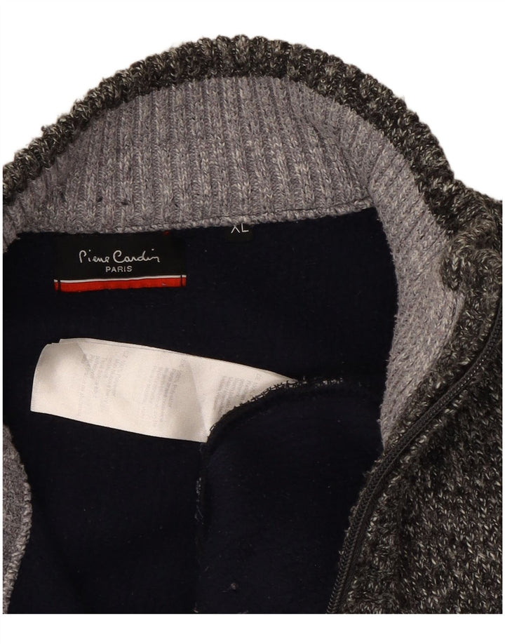 Pierre Cardin Maglione da uomo con zip e collo XL Poliestere a righe grigie