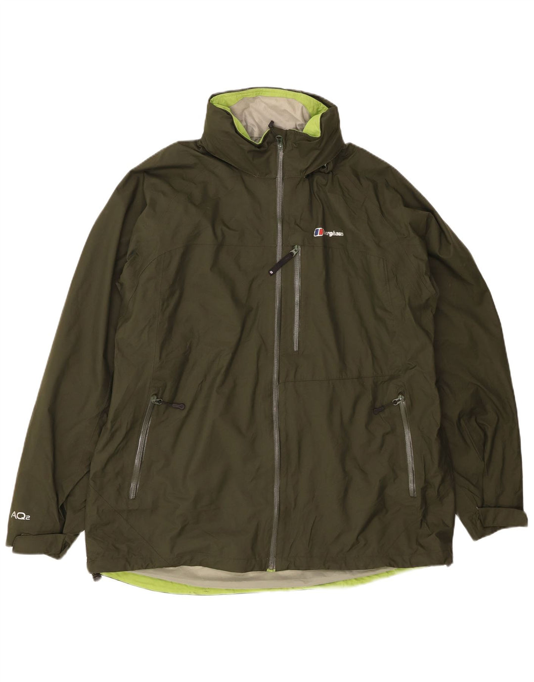 BERGHAUS Giacca antipioggia da uomo con cappuccio UK 44 2XL Nylon kaki