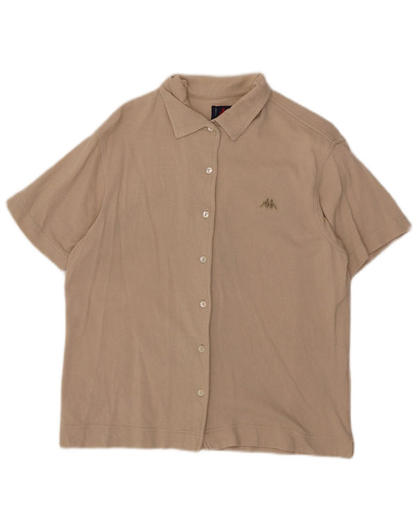 Camicia a maniche corte da donna Kappa UK 14 Large Beige Cotton