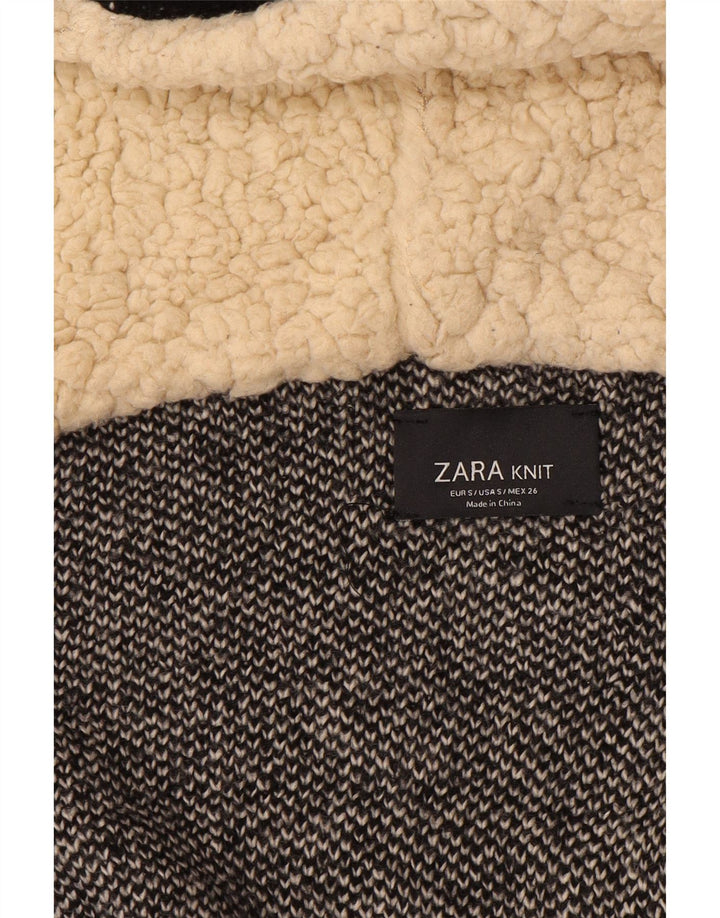 ZARA Womens Oversized Cardigan Sweater UK 10 Small Black Colourblock