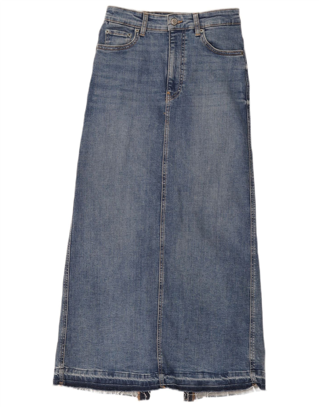 Gonna midi in denim da donna Zara piccola W26 in cotone blu