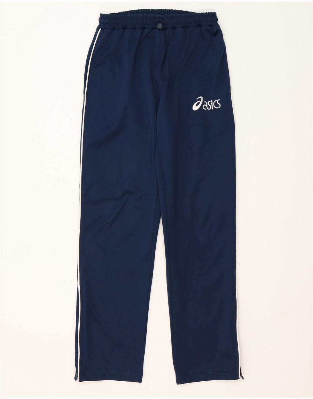 ASICS Mens Graphic Tracksuit Trousers Small  Navy Blue Polyester Vintage Asics and Second-Hand Asics from Messina Hembry 