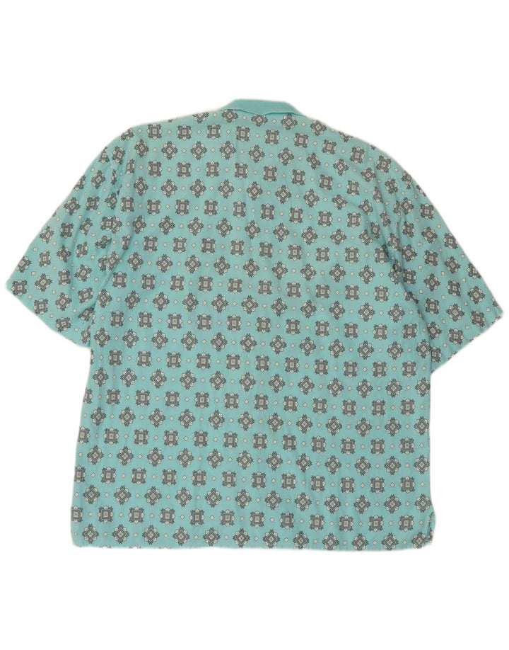 Camicia vintage da uomo a maniche corte grande turchese geometrica