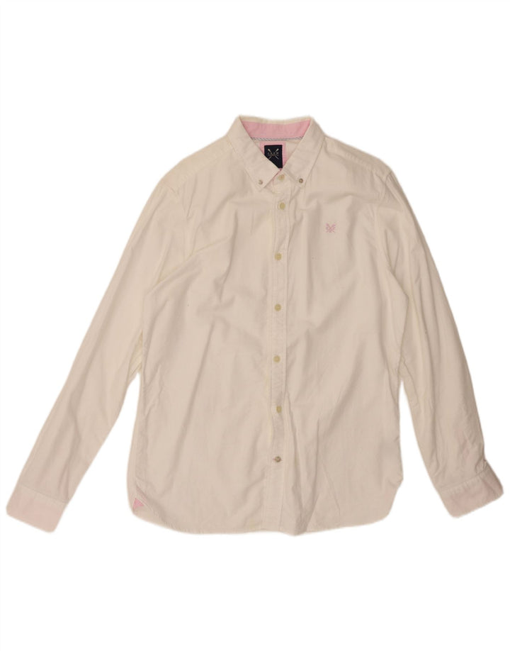 CREW CLOTHING Mens Slim Fit Shirt Large White Cotton