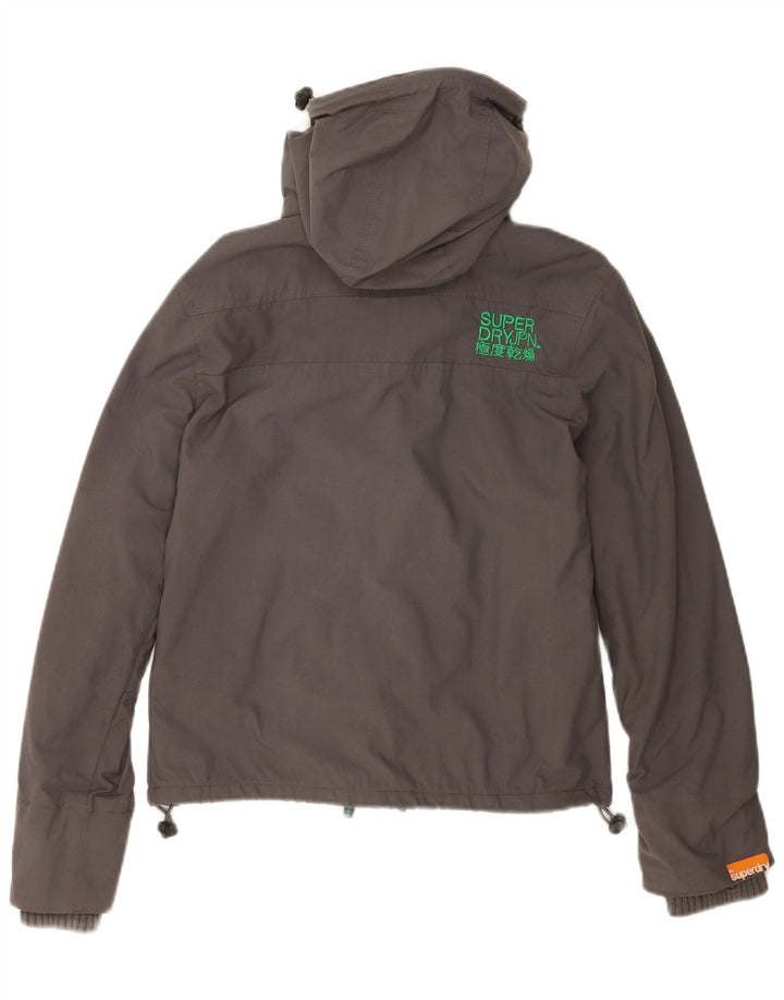 Giacca a vento con cappuccio da donna Superdry UK 10 Small Nylon grigio