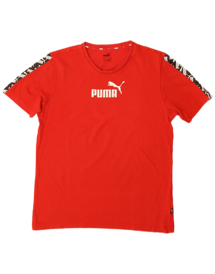 T-shirt grafica da uomo PUMA Top in cotone color block rosso medio