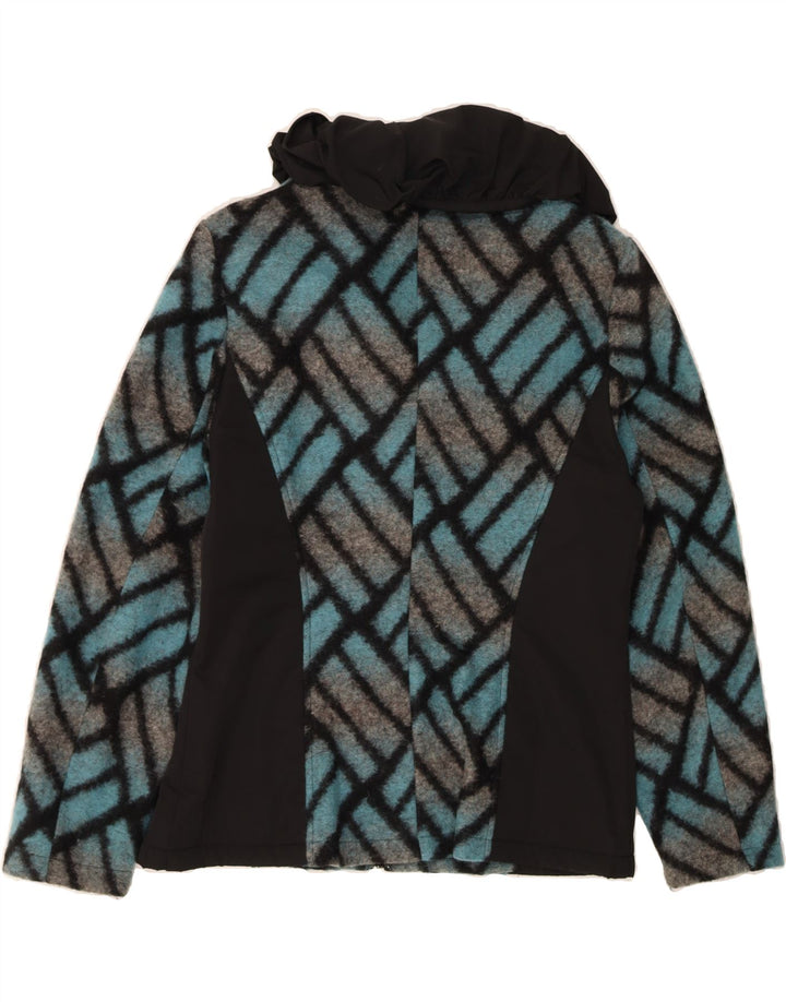 AUGUSTA Womens Crop Overcoat UK 12 Medium Blue Geometric Wool Vintage Augusta and Second-Hand Augusta from Messina Hembry 
