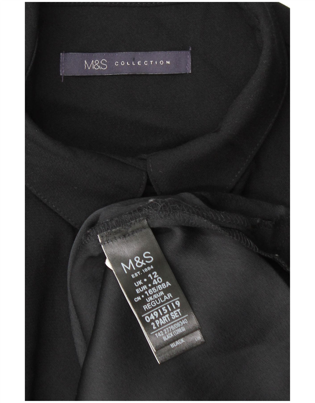 Abito camicia regolare da donna MARKS & SPENCER UK 12 medio nero