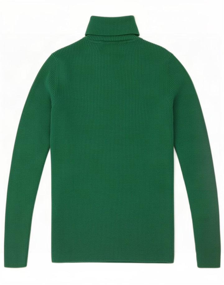 Maglione maglione a collo alto da donna Marks & Spencer UK 10 piccolo verde viscosa