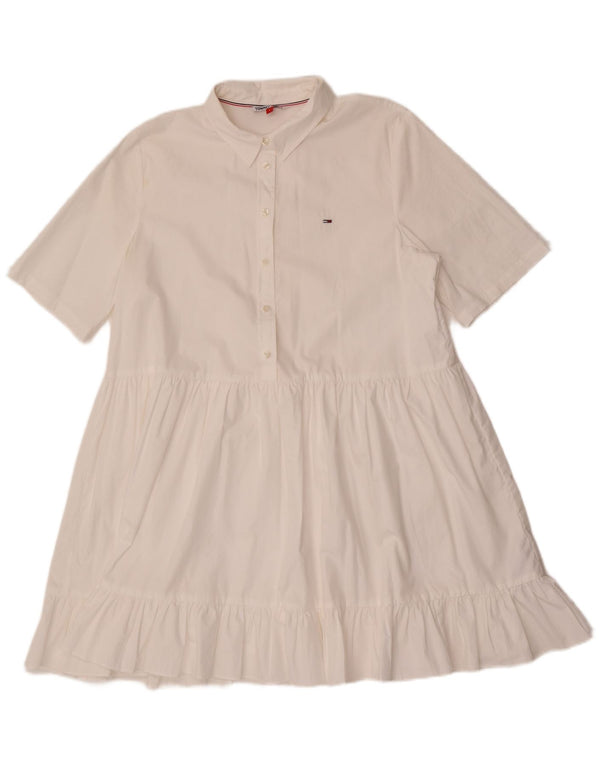 Abito a trapezio da donna Tommy Hilfiger UK 14 grande cotone bianco