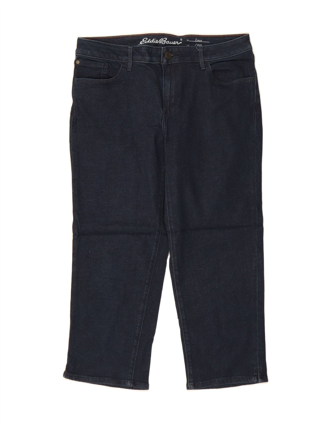 EDDIE BAUER Womens Curvy Cropped Jeans US 12 Large W34 L24 Navy Blue Vintage Eddie Bauer and Second-Hand Eddie Bauer from Messina Hembry 