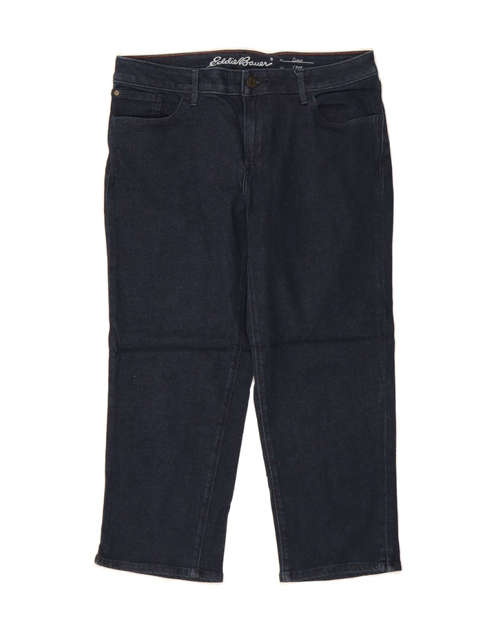 EDDIE BAUER Womens Curvy Cropped Jeans US 12 Large W34 L24 Navy Blue Vintage Eddie Bauer and Second-Hand Eddie Bauer from Messina Hembry 