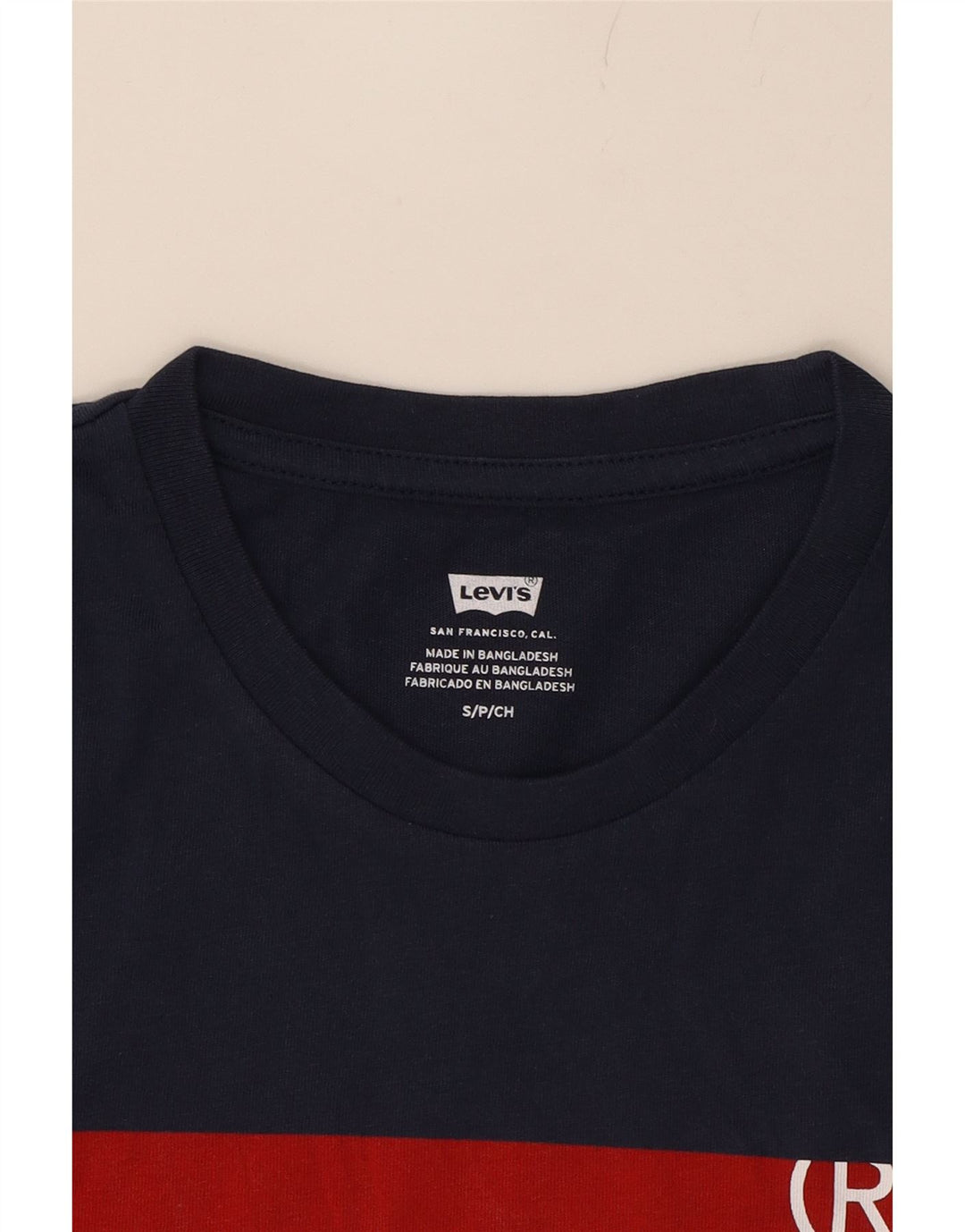 LEVI'S Mens Graphic T-Shirt Top Small Navy Blue Cotton Vintage Levi's and Second-Hand Levi's from Messina Hembry 