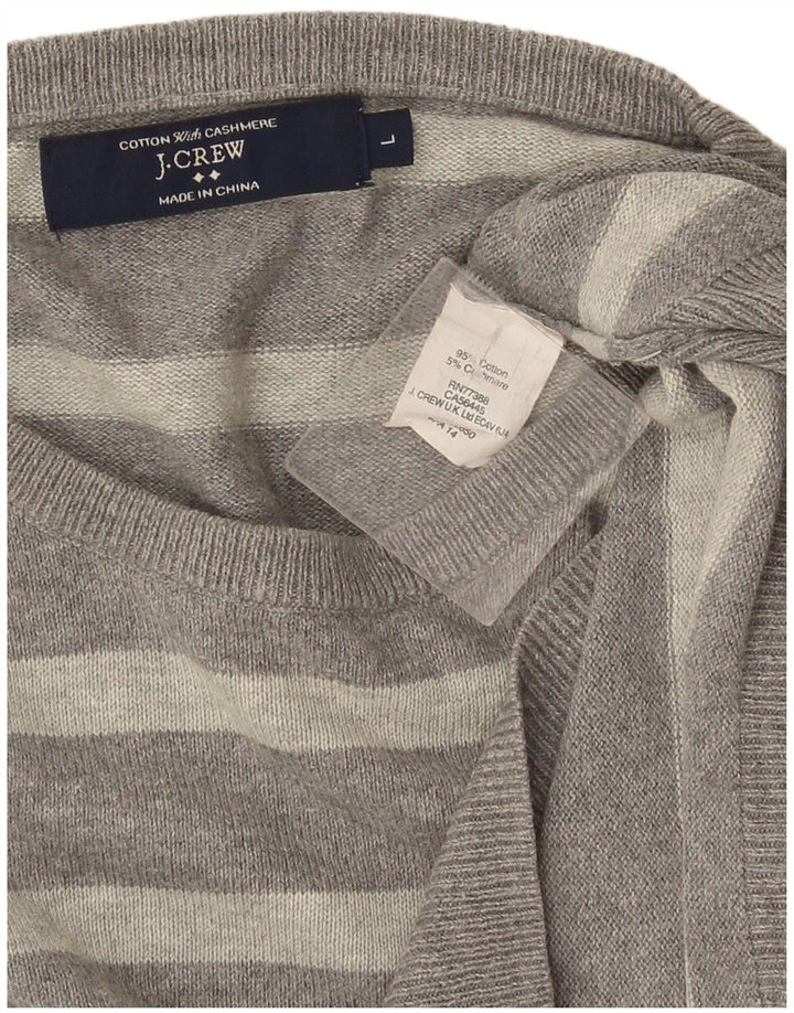 J. Crew Maglione girocollo da uomo in cotone a righe grandi grigie