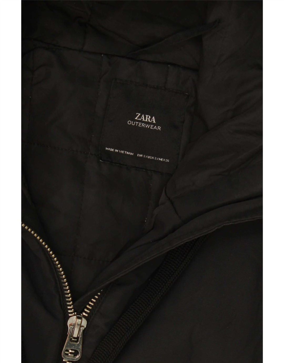 Giacca imbottita oversize con cappuccio da donna Zara UK 10 piccola nera