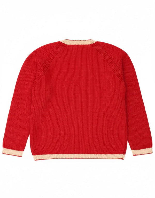 Maglione vintage da donna con scollo a V UK 16 Large Red Fair Isle
