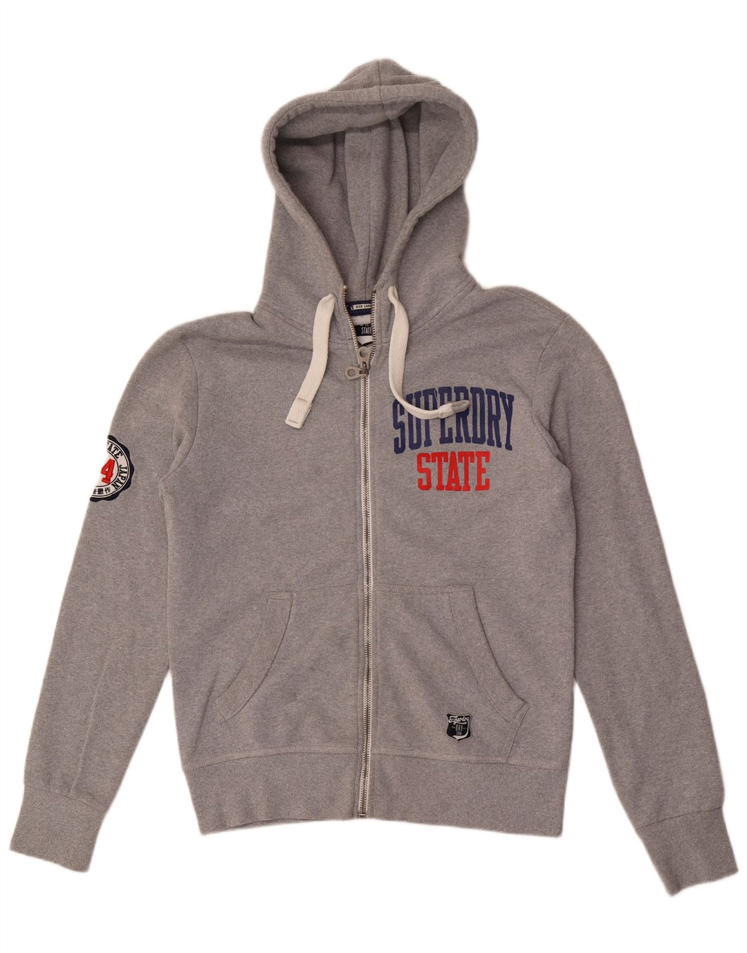 Felpa con cappuccio con zip grafica da uomo SUPERDRY grande poliestere grigio