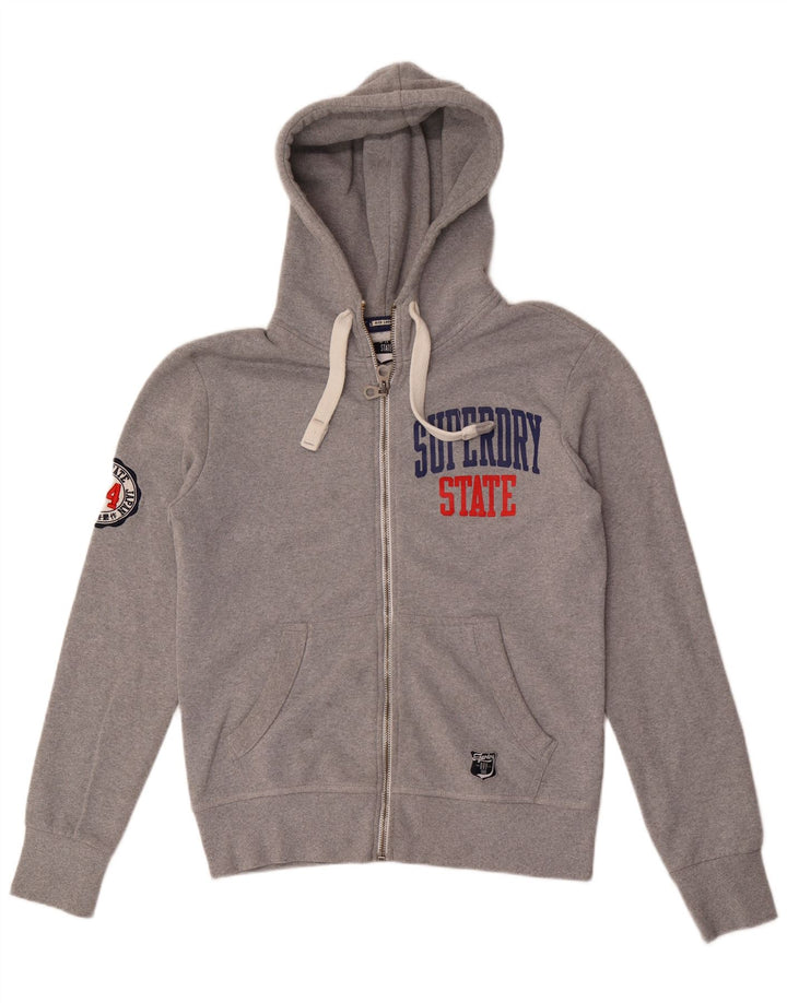 Felpa con cappuccio con zip grafica da uomo SUPERDRY grande poliestere grigio