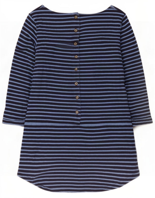 White Stuff Womens 3/4 Sleeve T-Shirt Dress UK 10 Small Navy Blue Striped