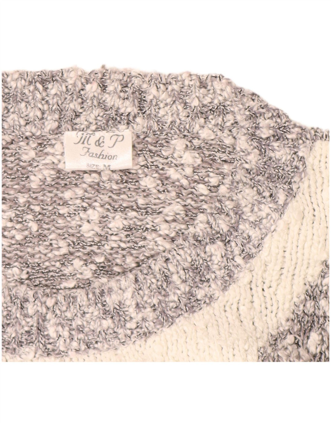 Maglione maglione girocollo da donna VINTAGE UK 14 Blocco colore grigio medio