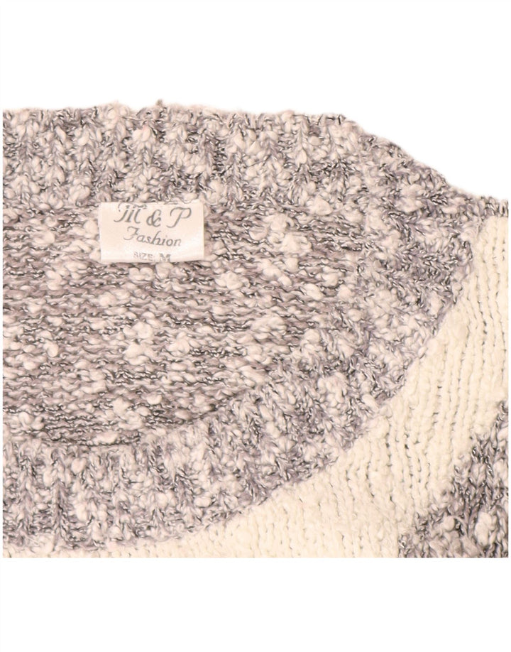 Maglione maglione girocollo da donna VINTAGE UK 14 Blocco colore grigio medio