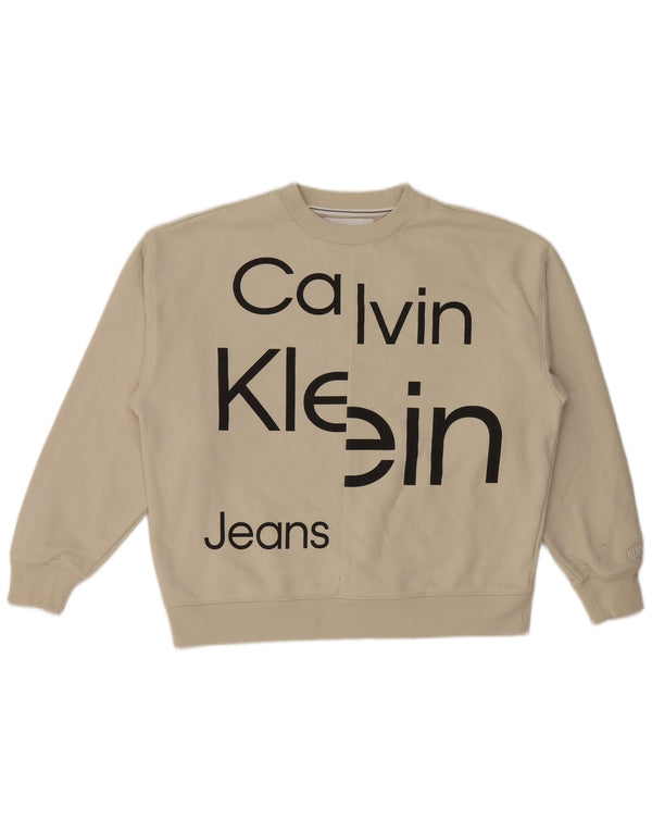 Calvin Klein Jeans Felpa grafica da uomo Maglione cotone bianco medio