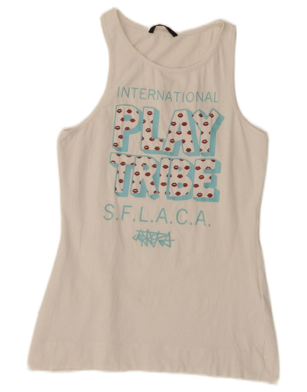 Canotta grafica da donna Carrera UK 8 piccola in cotone bianco