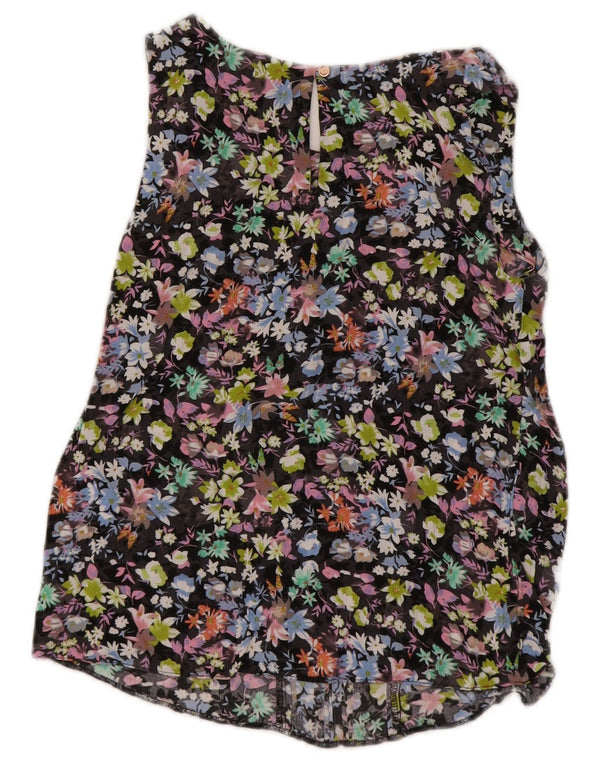 Camicetta senza maniche da donna Oasis UK 8 piccola viscosa floreale nera