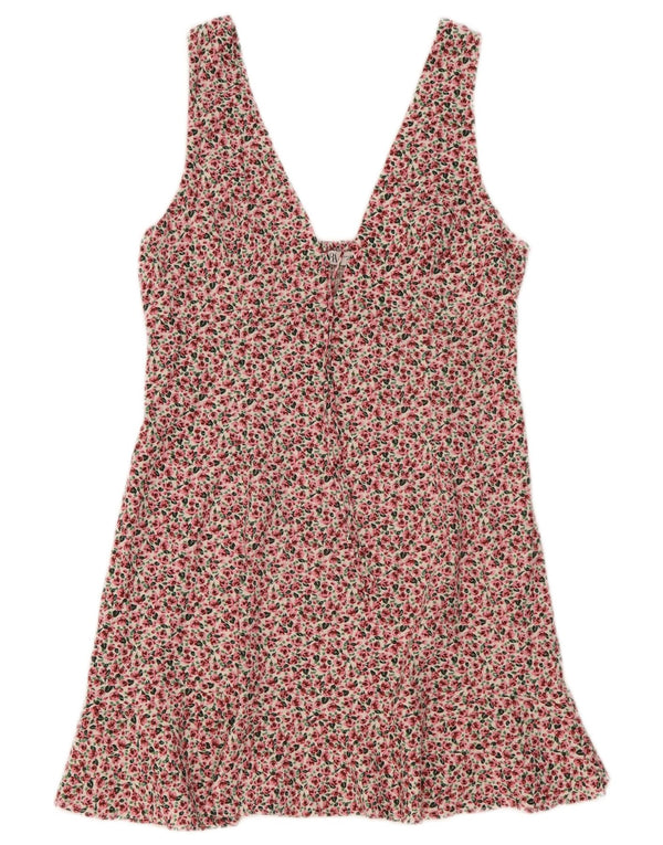 Abito a trapezio senza maniche da donna Zara UK 14 grande rosa floreale