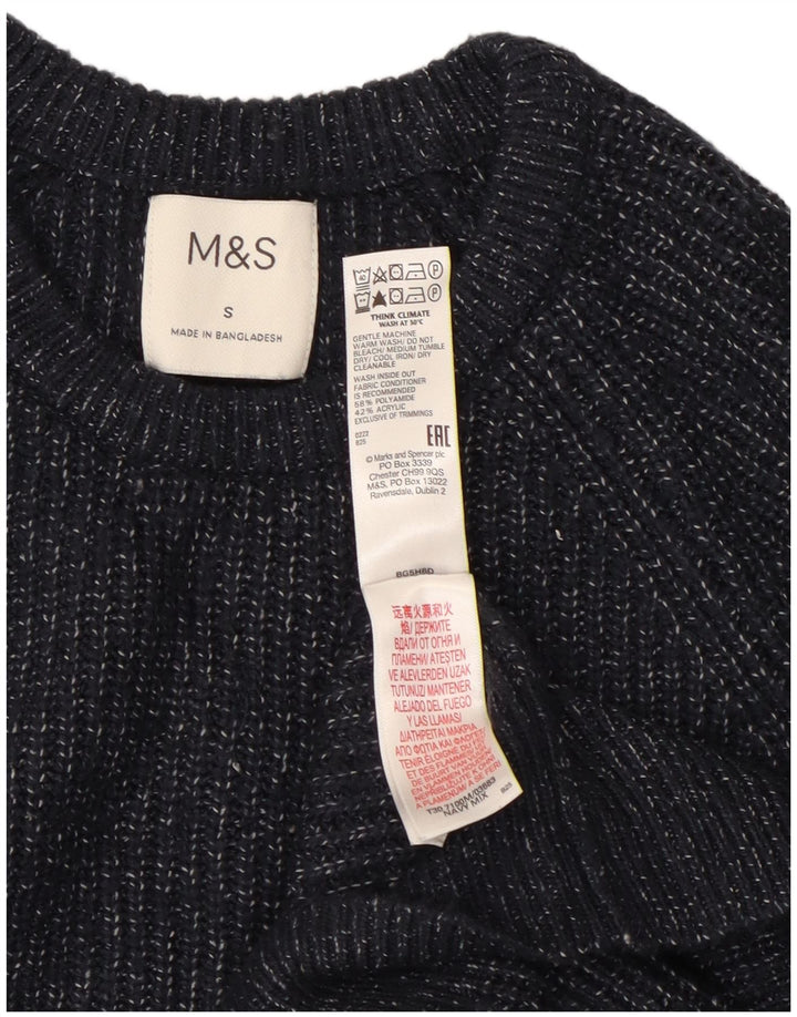 Maglione maglione girocollo da uomo Marks & Spencer piccolo blu navy in poliammide