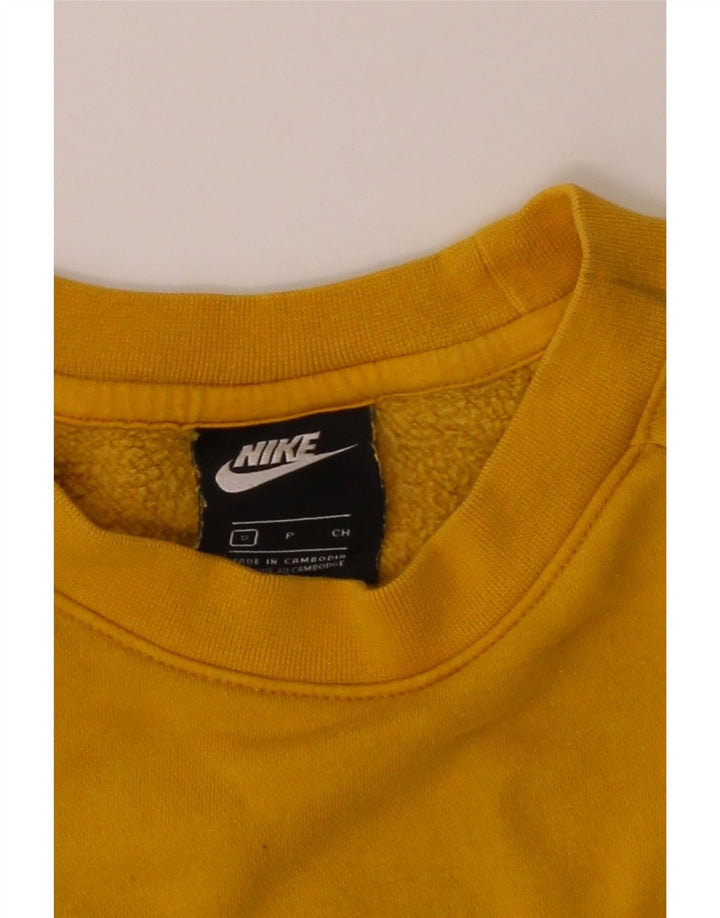 NIKE Mens Graphic Sweatshirt Jumper Small Yellow Colourblock Cotton Vintage Nike and Second-Hand Nike from Messina Hembry 