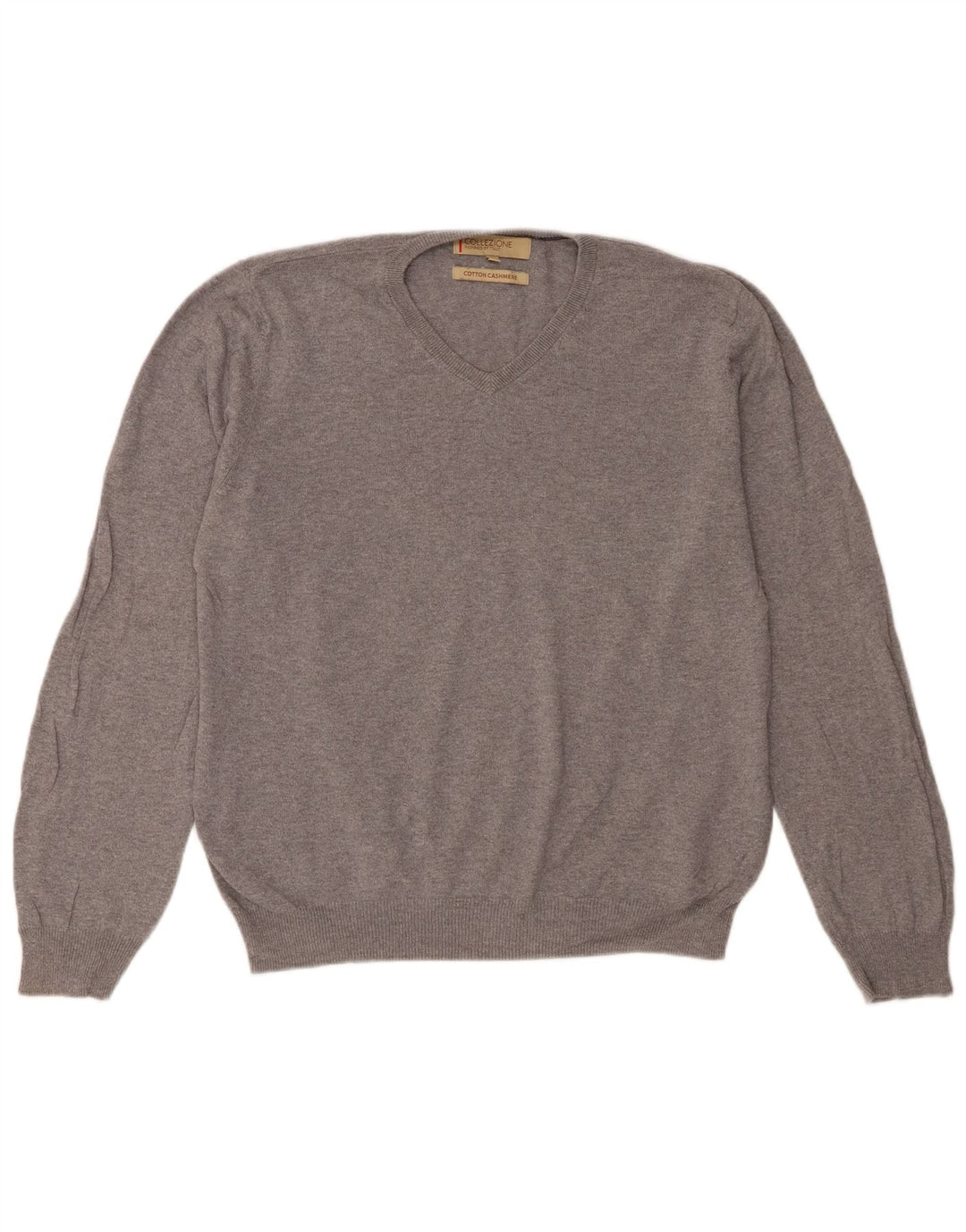 Maglione da uomo con scollo a V Marks & Spencer in cotone grigio medio