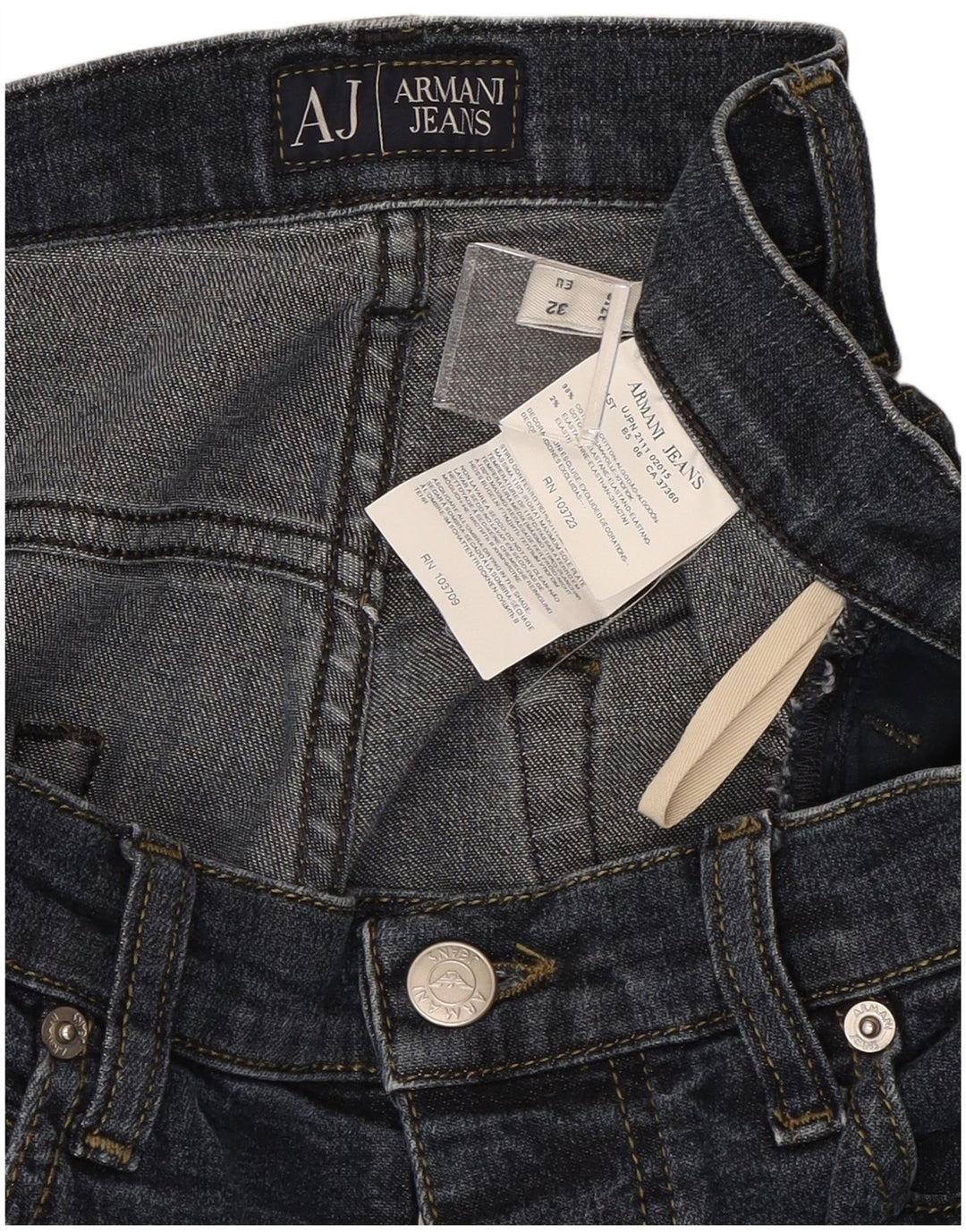 ARMANI Womens Straight Jeans W32 L30 Navy Blue Cotton