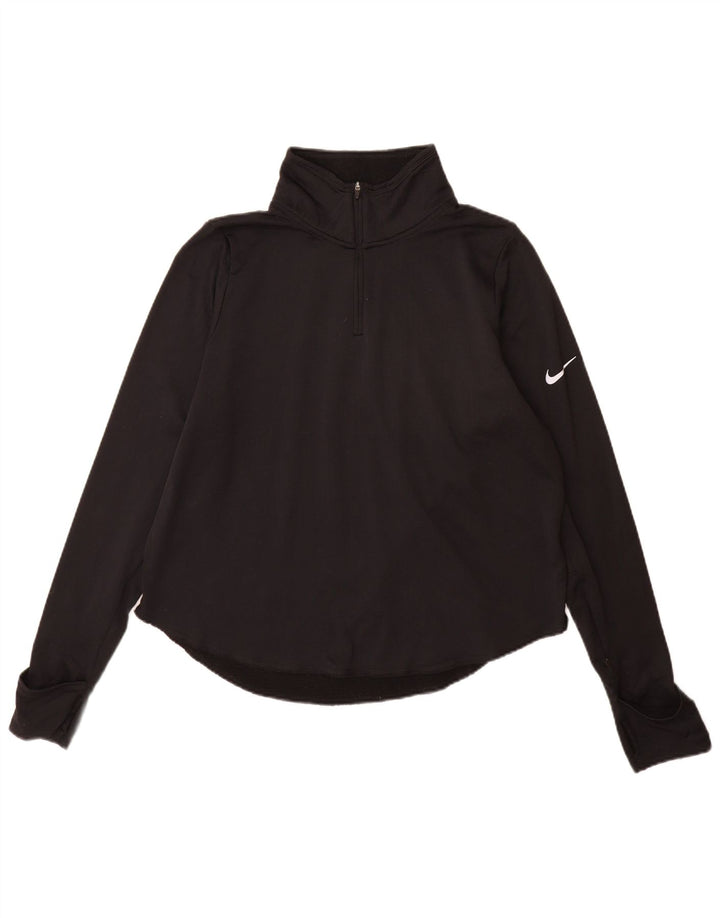 Maglia da tuta pullover con zip e collo Nike Dri Fit da donna UK 16 grande nera