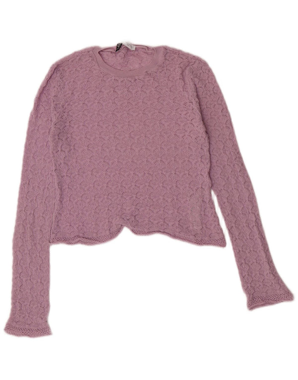Top corto da donna Zara a maniche lunghe UK 10 piccolo viola in poliammide