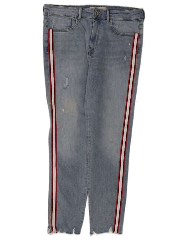 Jeans slim invecchiati da donna Zara EU 42 Large W32 L26 cotone blu