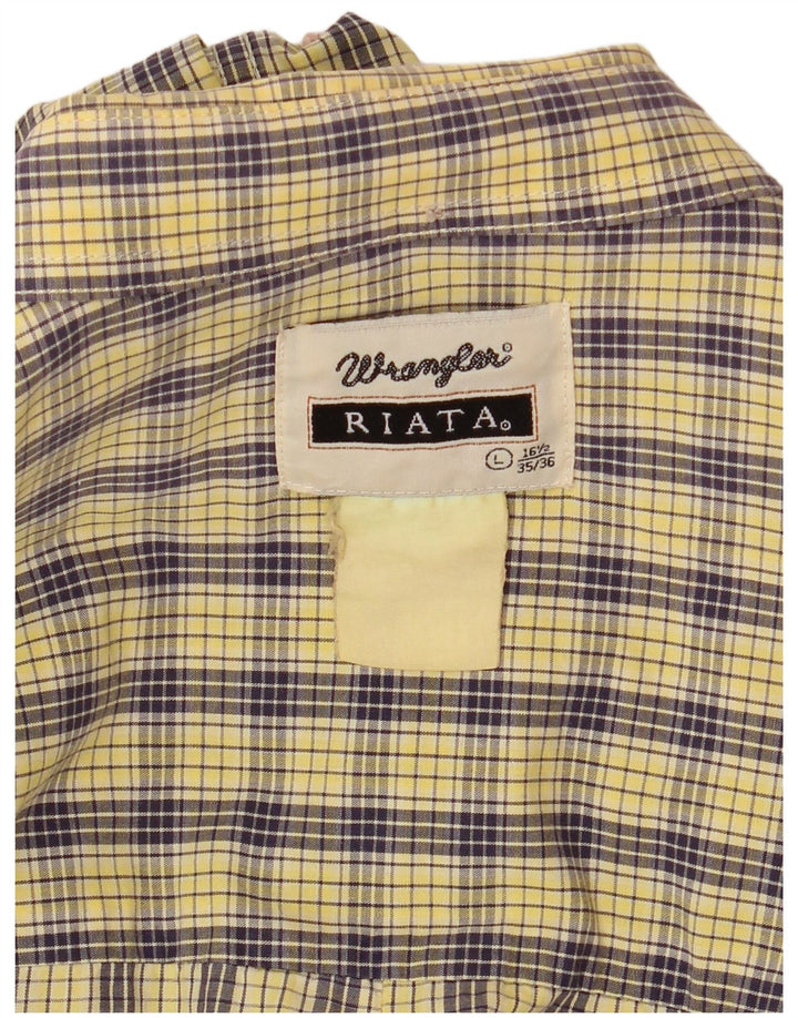 Camicia Riata da uomo Wrangler taglia 16 1/2 grande quadri gialli