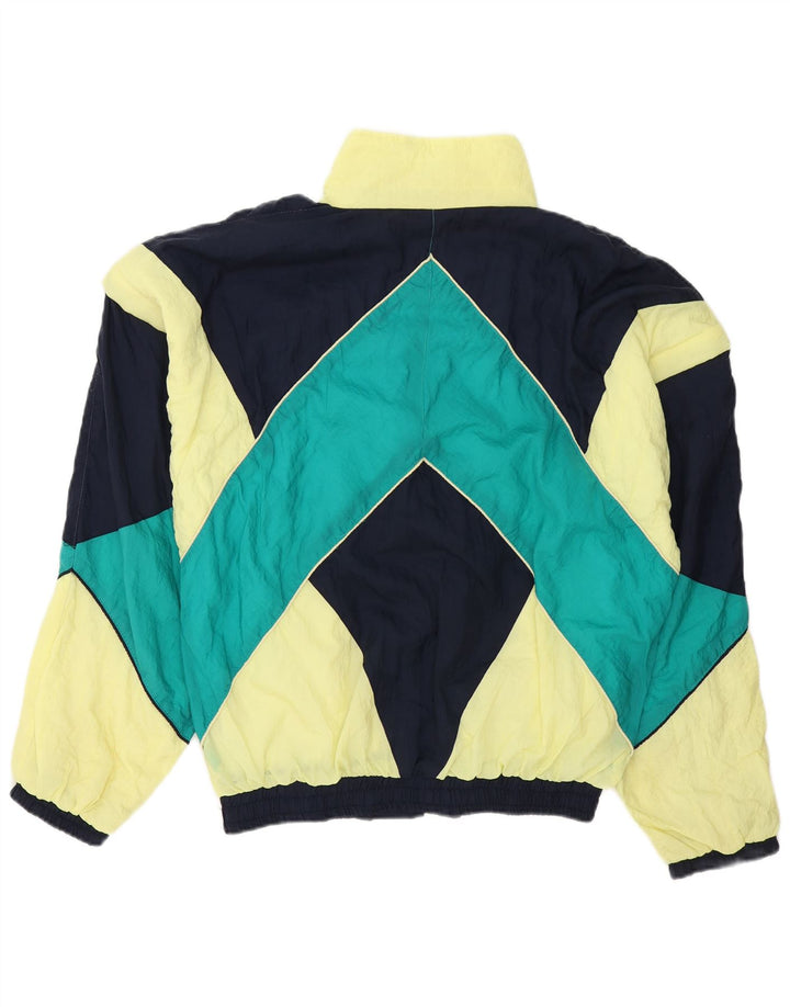 VINTAGE Giacca da tuta grafica da uomo grande color block multicolore