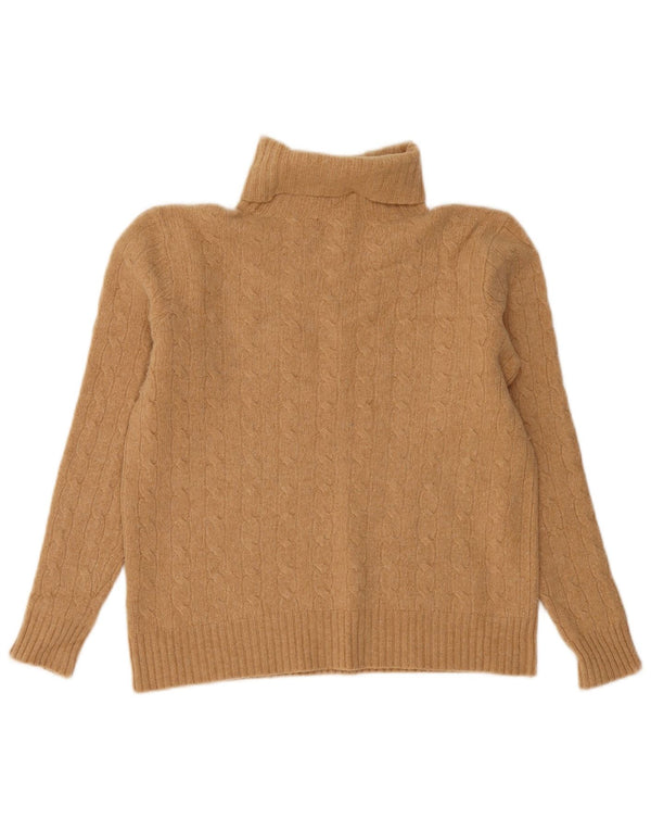 Maglione maglione collo alto da donna Polo Ralph Lauren UK 16 grande lana beige
