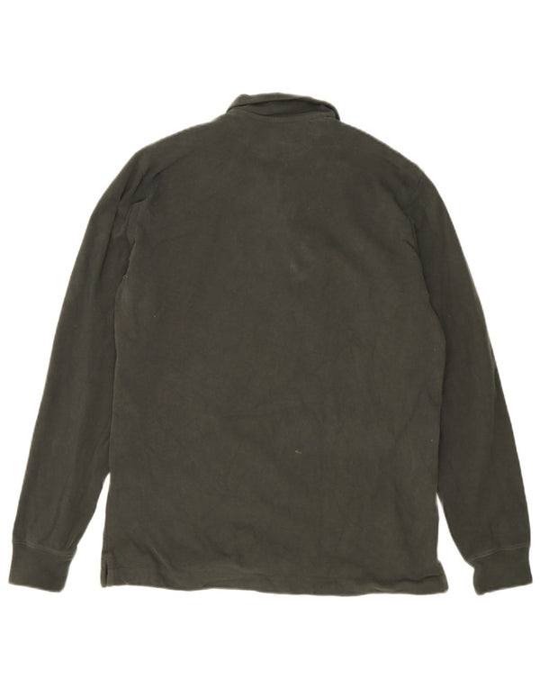 Polo da uomo a maniche lunghe vestibilità casual Massimo Dutti in cotone verde medio