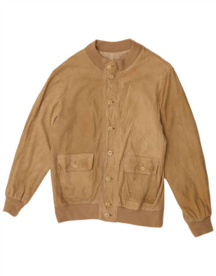 Giubbotto bomber in pelle scamosciata vintage da uomo UK 38 Beige medio