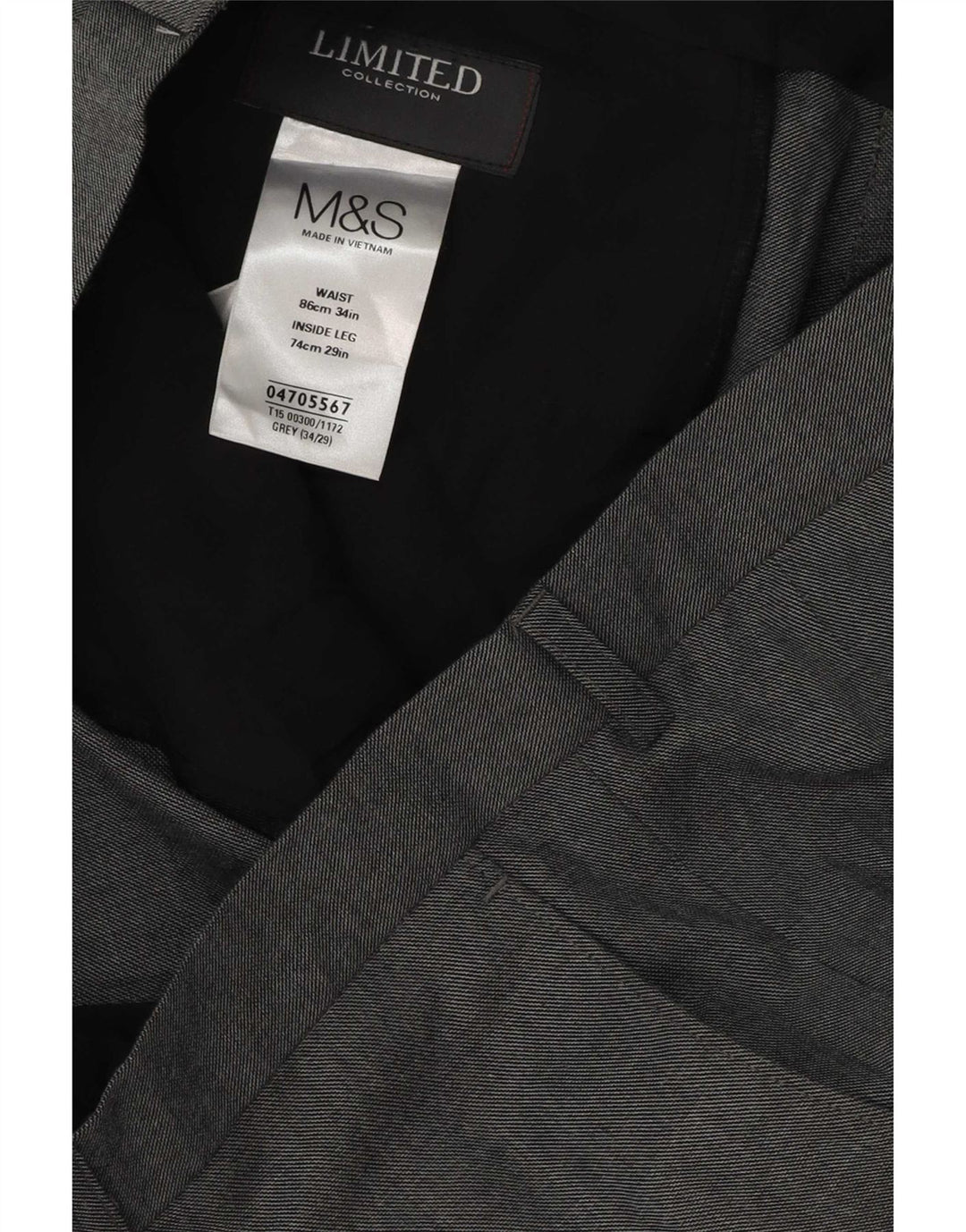 Pantaloni da abito dritti da uomo Marks & Spencer W34 L29 poliestere grigio