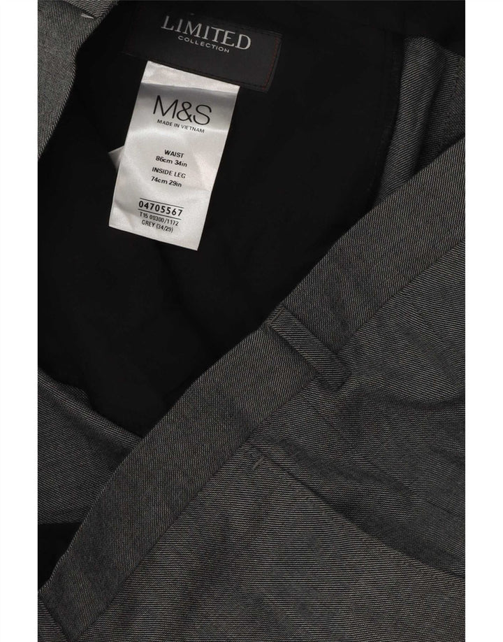 Pantaloni da abito dritti da uomo Marks & Spencer W34 L29 poliestere grigio