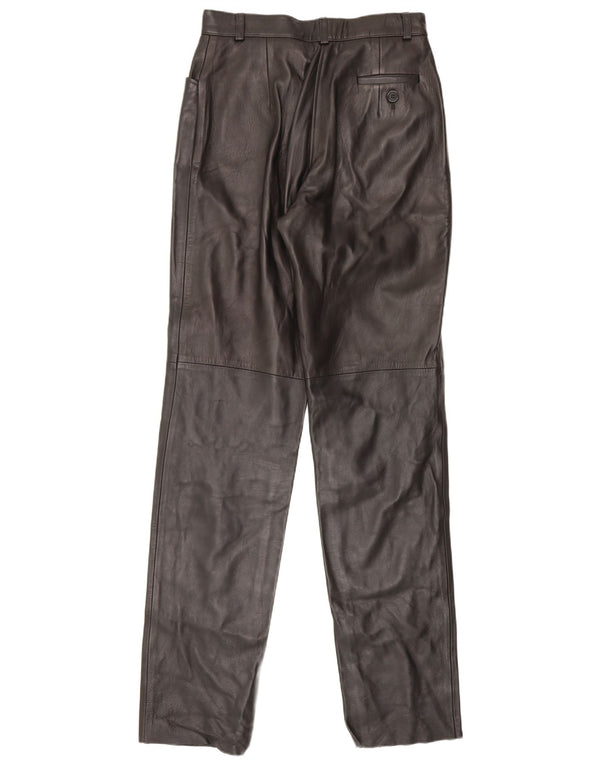 Pantaloni in pelle a vita alta da donna Woodlands UK 12 medi W26 L33 neri