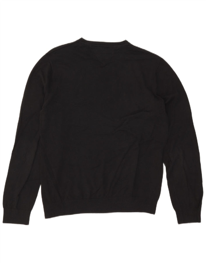 Maglione maglione con scollo a V da uomo Tommy Hilfiger cotone nero medio