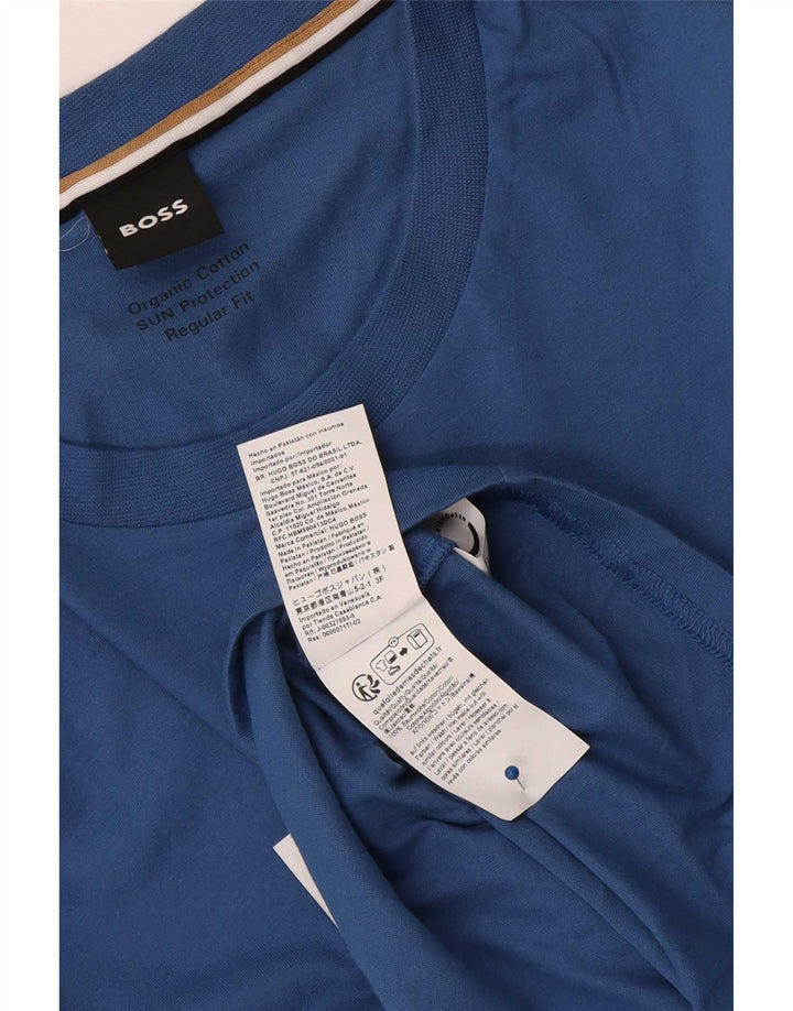 Hugo Boss T-shirt grafica da uomo con vestibilità regolare, top grande in cotone blu
