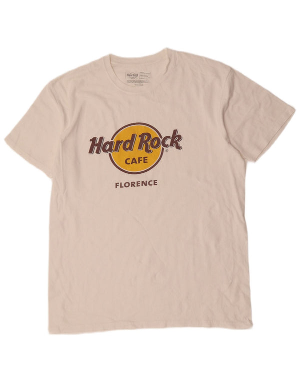 Hard Rock Cafe T-shirt grafica da uomo Firenze Top grande in cotone bianco